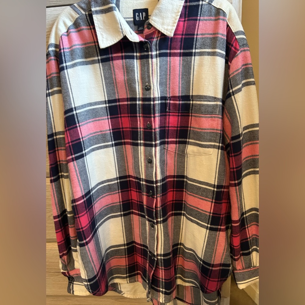 GAP  Plaid Button-Down Shirt - Pink and Blue